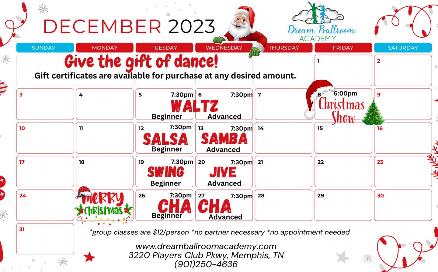December Calendar Dance Studio in Memphis TN